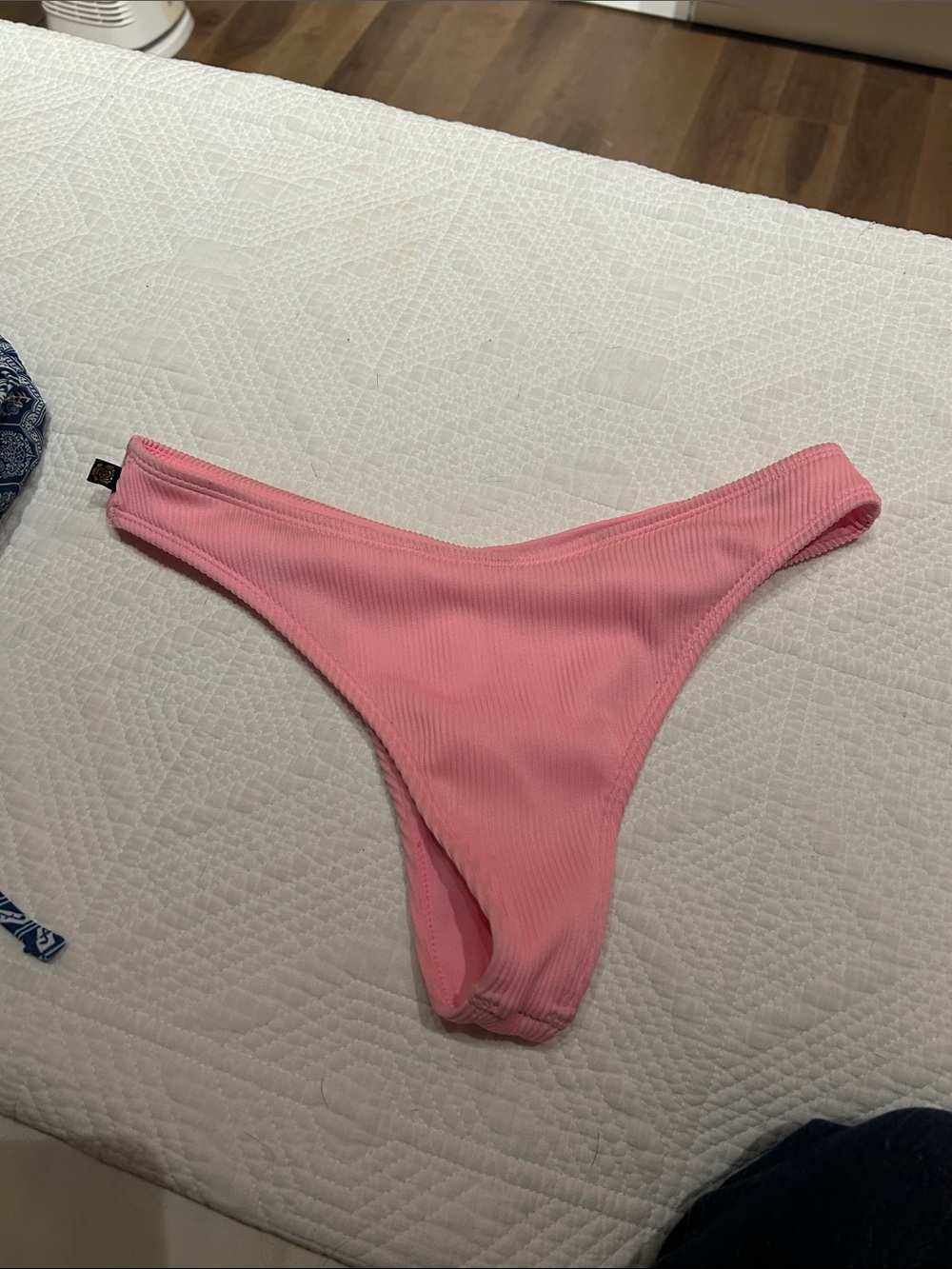 La Vie En Rose Pink Ribbed Bikini Bottom